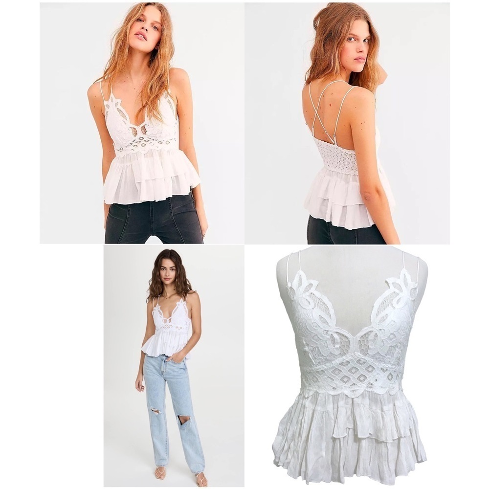 Free People Adella Cami Tank Top in White Size Small NEW